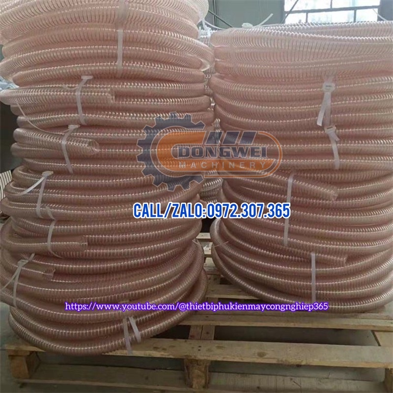 Ống hút bụi dạng lò xo nhựa PU, PVC lõi gân nhựa siêu bền, dùng cho máy hút bụi công nghiệp