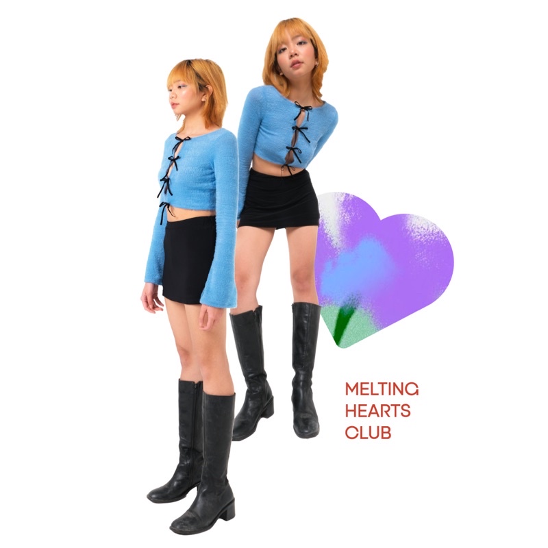 ÁO NGỌT NGÀO 💙🤎 Áo ôm ngắn tay dài lông mịn buộc nơ dễ thương xỉu up xỉu đ | BigBuy360 - bigbuy360.vn