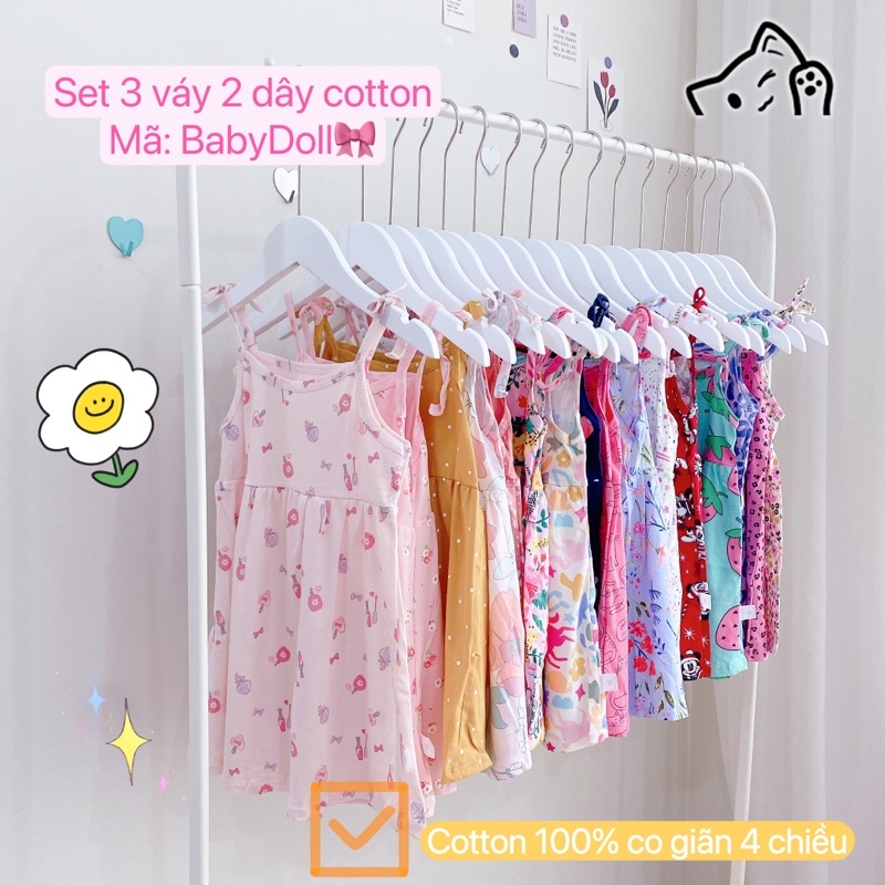 (8-20kg) Đầm Váy Hai Dây Hoạ Tiết Chất Cotton Xuất Dư - BẢNG 1