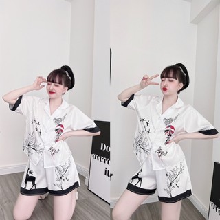 BIGSIZE Bộ lụa xước đùi nút bọc size dưới 65kg