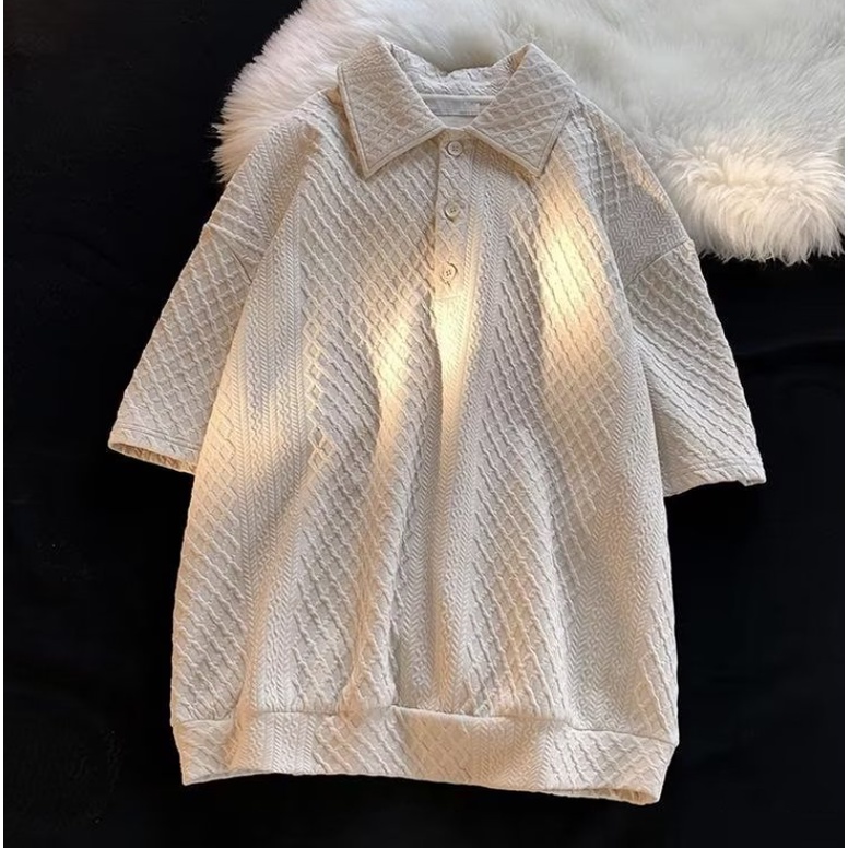 Áo Thun Polo Ngắn Tay Dáng Rộng Màu Trơn Thời Trang Hàn Quốc Đơn Giản Cho Nam Nữ áo phông nam form rộng áo polo nam trắng