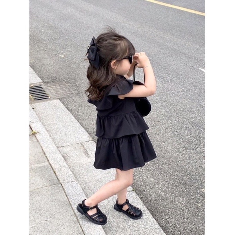 Váy bé gái,Váy đen xoè tầng tiểu thư cho bé 10 đến 33kg V0118