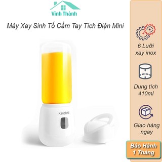 Máy Xay Sinh Tố Cầm Tay Mini 4 Lưỡi Xay Inox 304 Cối Thuỷ Tinh Dung Tích 410ml