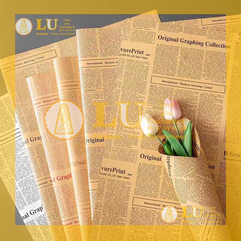 Giấy báo in chữ gói hoa,bọc vở,bọc quà, kraft vintage Decor, phông nền chụp ảnh sản phẩm | LU