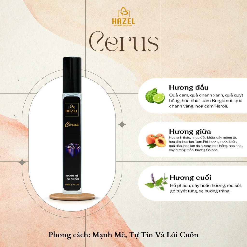 NƯỚC HOA HƯƠNG CERUS Mạnh Mẽ - Tự Tin - Lôi Cuốn HAZEL MEN