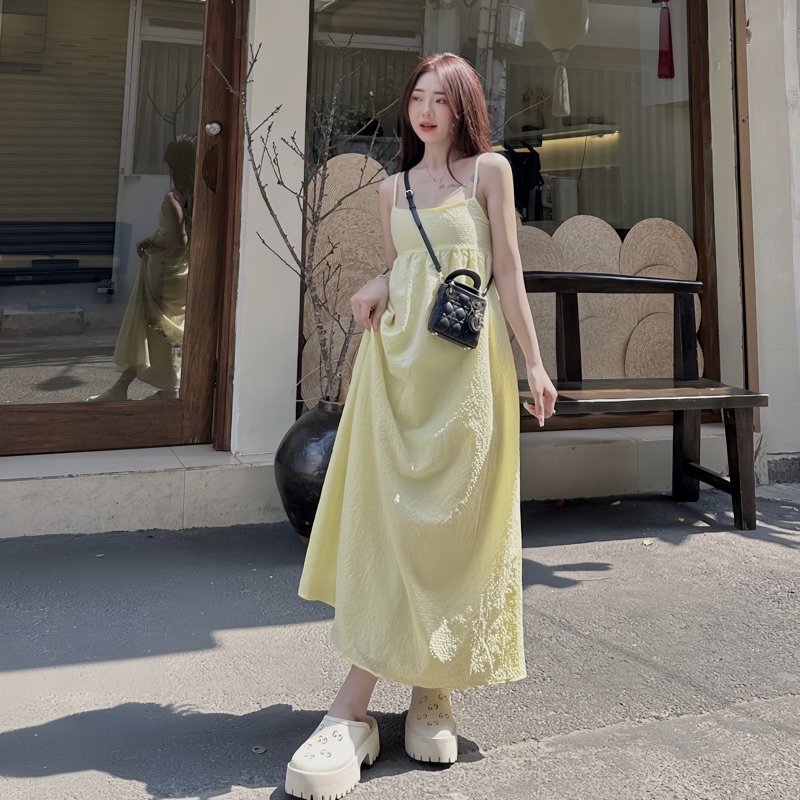 Đầm Maxi dáng baby doll,Thiết Kế Độc Quyền Mixx siêu dễ thương , váy đi biển lưng hở nhẹ , chất mịn mát