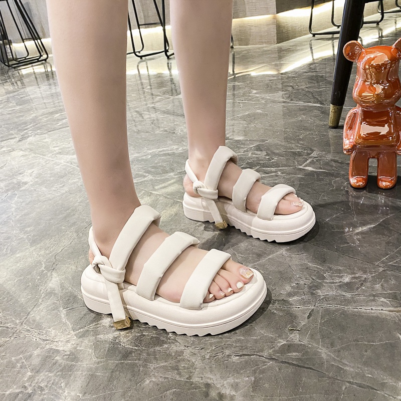 Sandal nữ quai ngang đế bánh mì chiều cao 4cm mẫu mới
