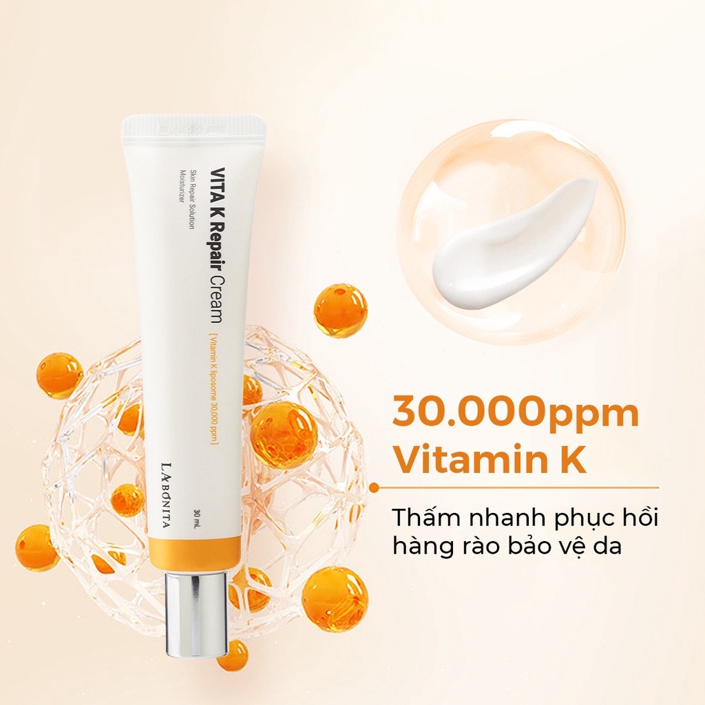 Combo 2 Sản Phẩm Giúp Căng Bóng Và Phục Hồi Da La Bonita (Serum Hyaluronic Acid 50ml + Kem Vita K Repair Cream 30ml)