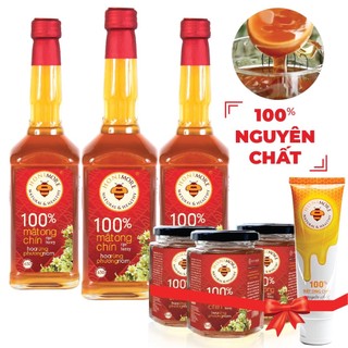 Combo 3 chai Mật ong rừng Hoa Phương Nam Honimore 630g/chai tặng 3 hũ mật ong cùng loại 360g/hũ + 1 tuýp mật ong 130g