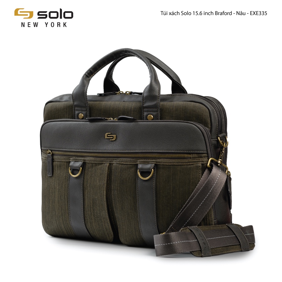 Túi xách Laptop 15.6 inch Solo Braford Mercer - Màu nâu - Mã EXE335-3  - Chất liệu vải Polyester cao cấp