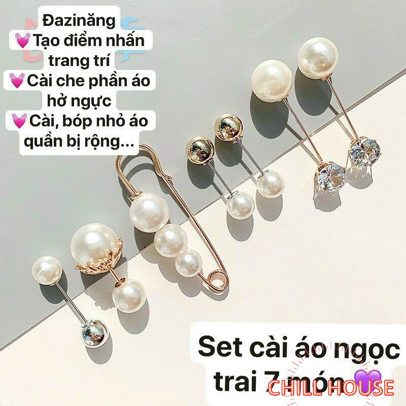 Set 7 món gim gài quần áo dễ thương phong cách Hàn Quốc CHILL HOUSE