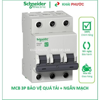 MCB 3P 3 pha 4.5kA 6A 10A 16A 20A 25A 32A 40A 50A 63A Aptomat Áp tô mát 3 cực, át 3 cực SCHNEIDER - KHẢI PHƯỚC ELECTRIC