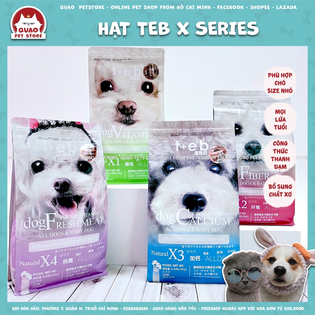 Hạt Teb X series, 1.5kg - thức ăn khô cho chó, chính hãng dành cho chó size nhỏ