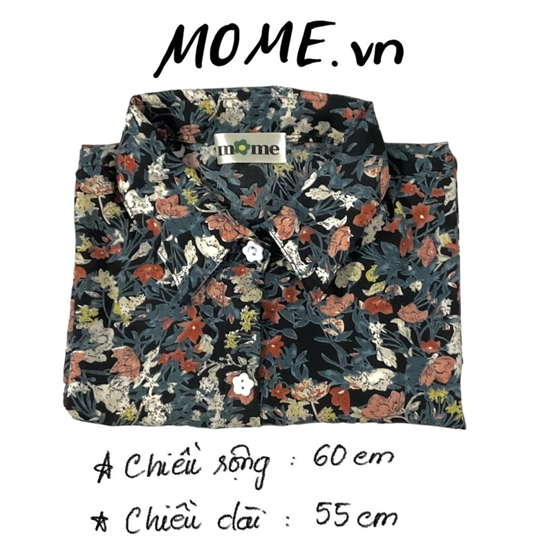 Sơ mi hoạ tiết Vintage tay ngắn ll 1 bên túi ll Dáng Croptop Oversized - MOME.VN
