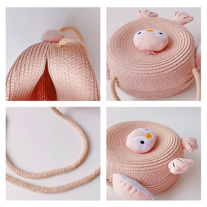 Bololo Túi Cói Đeo Chéo Phối Khóa Kéo Họa Tiết Hoạt Hình Thời Trang Mùa Hè Cho Trẻ Em