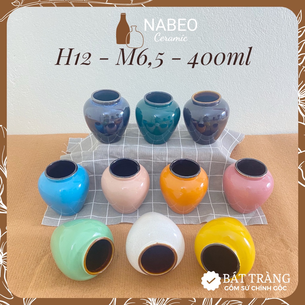Lu Sứ Bát Tràng Dung Tích 400ml, Lu Bia, Ủ Rựu Nếp, Nước Trái Cây, Ép Hoa Qủa Gốm Sứ Bát Tràng
