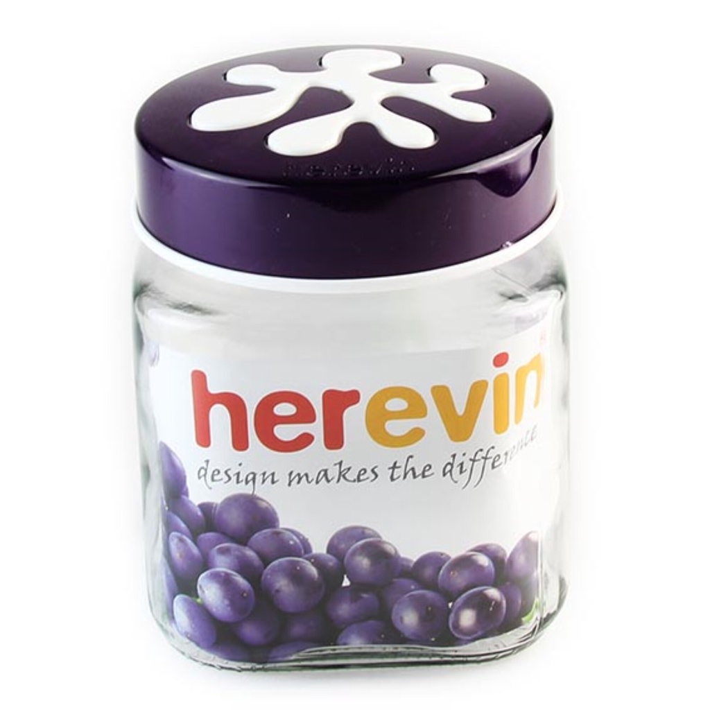Hũ Thuỷ Tinh Tròn Trơn Nắp Decor Herevin 425ml