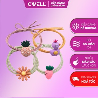 Dây buộc tóc, dây cột tóc, chun buộc tóc scrunchies hình hoa cúc, dứa, củ cải, vịt đáng yêu CWELL