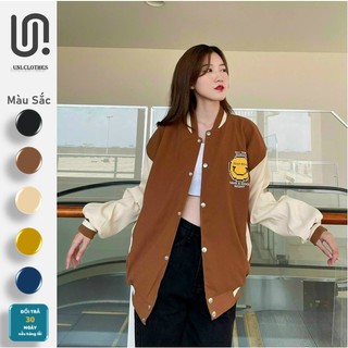 Áo khoác nữ unisex, nam basic unisex nỉ from rộng màu nâu, áo khoác da lộn unisex, áo khoác nỉ bomber, áo bomber unisex