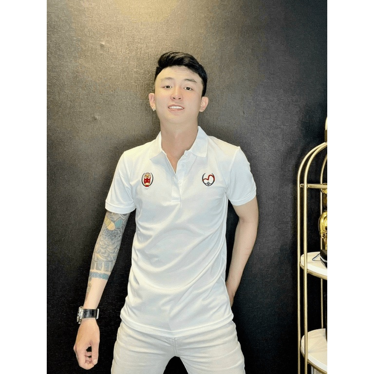 Áo Thun Nam Cổ Bẻ Phối Hình Vải Cotton Mềm Mát 2 Màu Trắng Đen Phong Cách Soái Ca NEW UNISEX