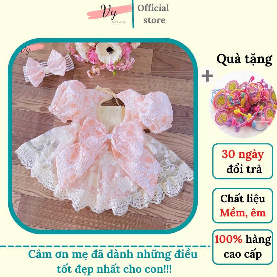 Váy Bé Gái Sơ Sinh. Body Váy Bé Gái Thiết Kế Kèm Turban, Chất Đẹp. Đầm Đầy Tháng, Váy Công Chúa Cho Bé Sơ Sinh