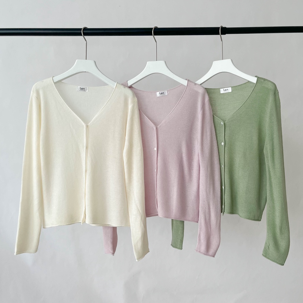 Áo len tay dài mỏng cổ V phối nút 3 màu LENCLOTHING 9519