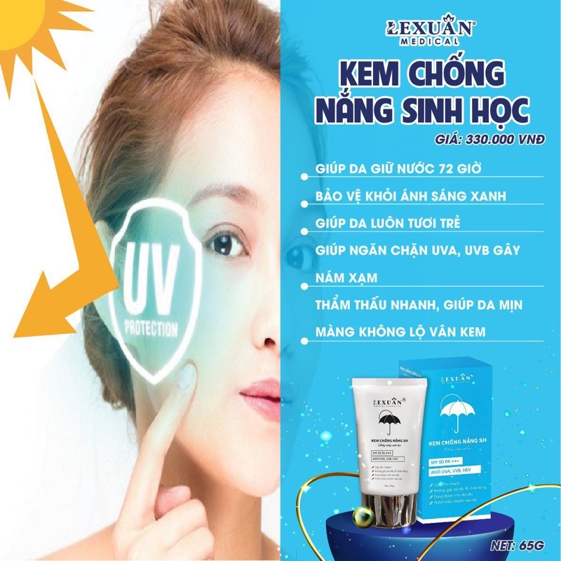 Kem chống nắng sinh học lê Xuân SPF50☘️ chống tia UVA, UVB, HEV