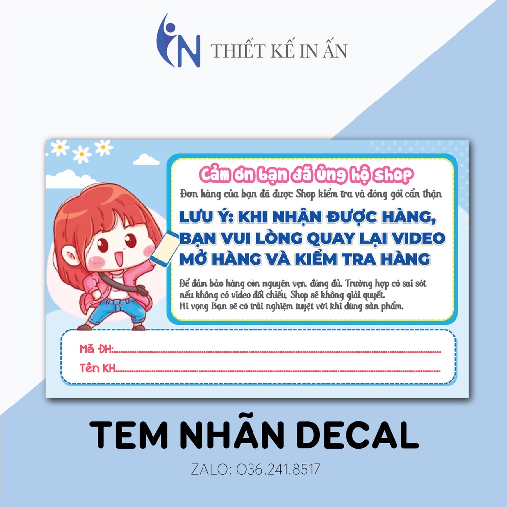 Combo 100 Tem dán quay clip trước khi mở hàng - Kích thước 9x5 - Có keo mặt sau