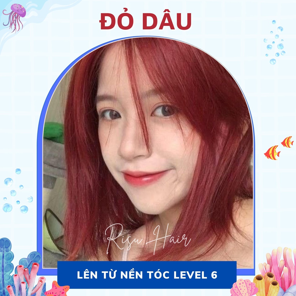 Thuốc Nhuôm Tóc Màu Đỏ Dâu, Không Tẩy - Risu Hair.
