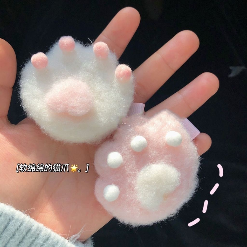 Kẹp Tóc Mái Hình Chân Mèo Hoạt Hình Bằng Lông Nhung Thời Trang Dành Cho Nữ