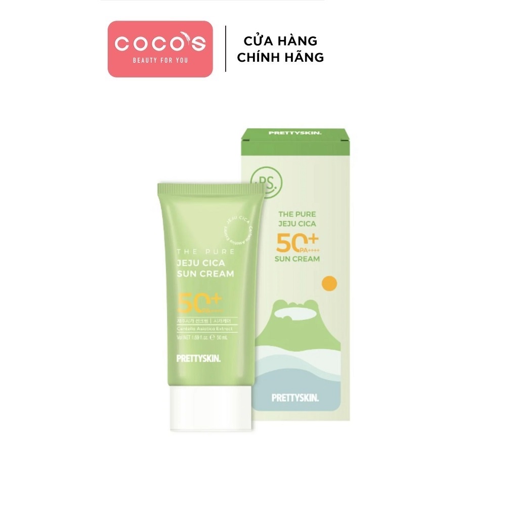 Kem Chống Nắng Rau Má JEJU CICA PRETTYSKIN Dành Cho Da Nhạy Cảm SPF50+ PA++++ 50ml