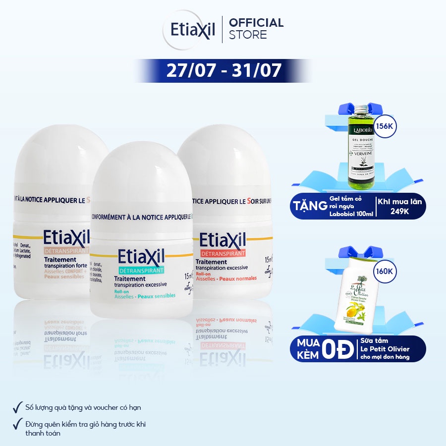 Lăn Khử Mùi Etiaxil Giảm Mồ Hôi Dành 15 ml Detranspirant Traitement RollOn