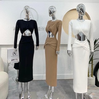 Đầm Ashley body cut out len cotton co dãn