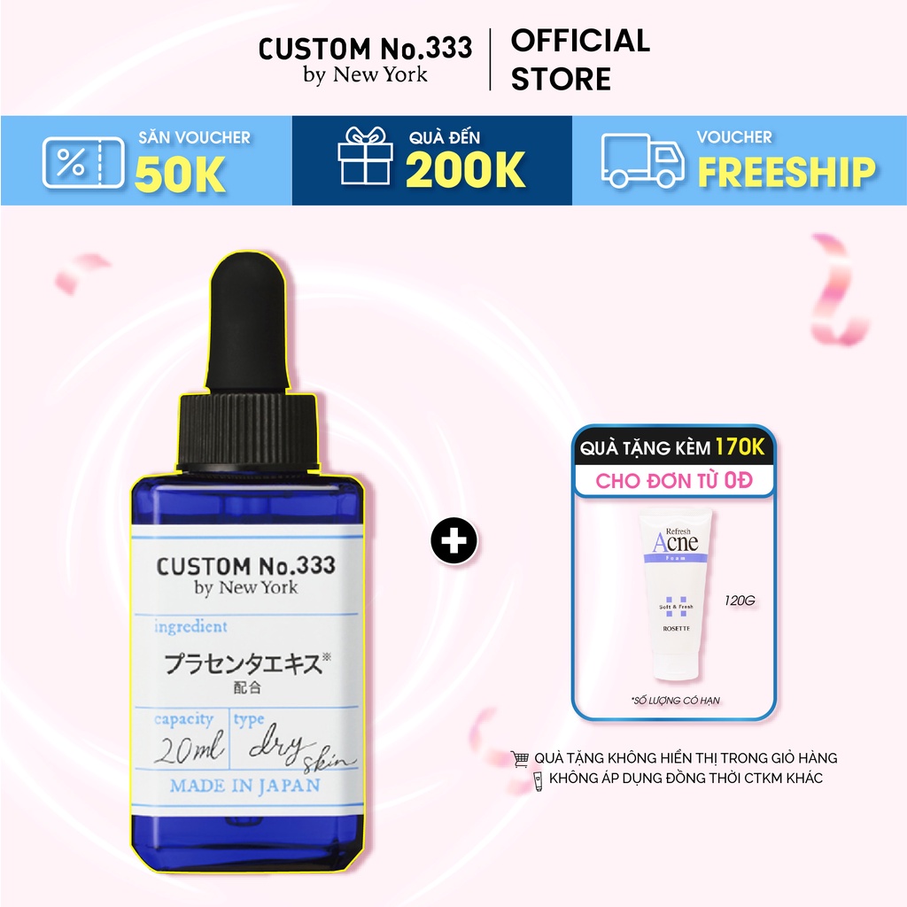Tinh Chất Placenta Giúp Làm Sáng Và Chống Nhăn Da Custom No.333 by NY Placenta Serum 20 mL