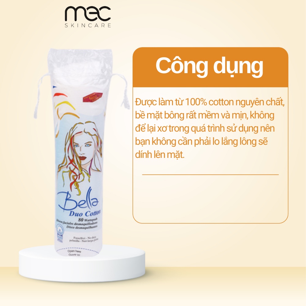 Bông Tẩy Trang Bella Duo Cotton 80/100/120 miếng làm sạch da mặt - Mecskincare