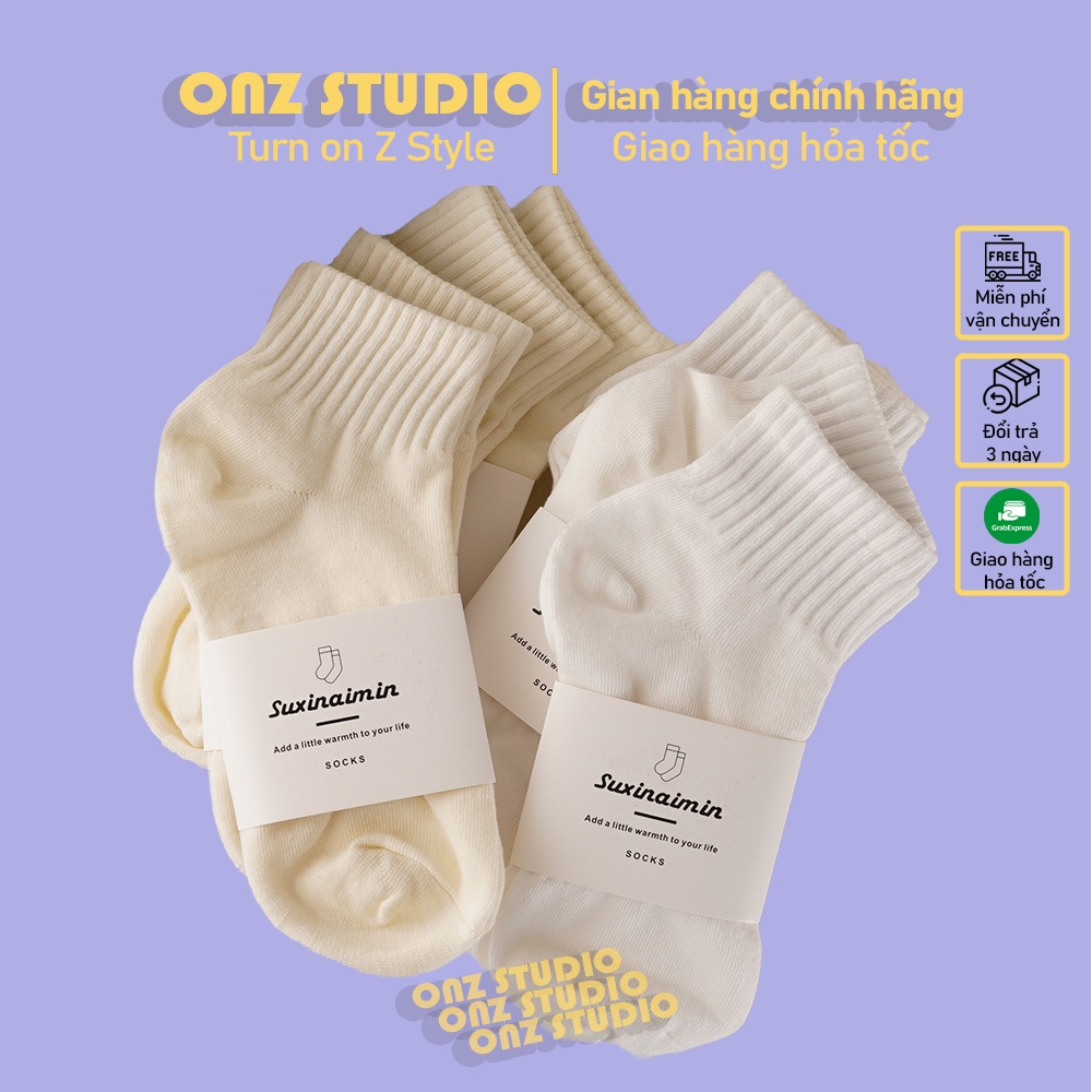 Vớ cotton ONZ - Tất chân nữ cổ ngắn trơn màu SUXINAIMIN mềm mịn co giãn thoáng khí TA16