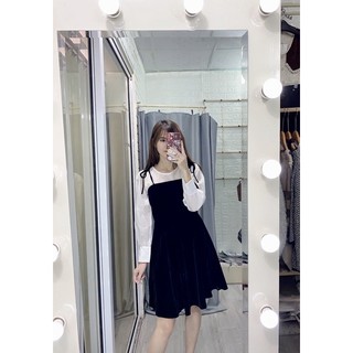 Váy nhung pha sang chảnh( Ảnh thật shop tự chụp)