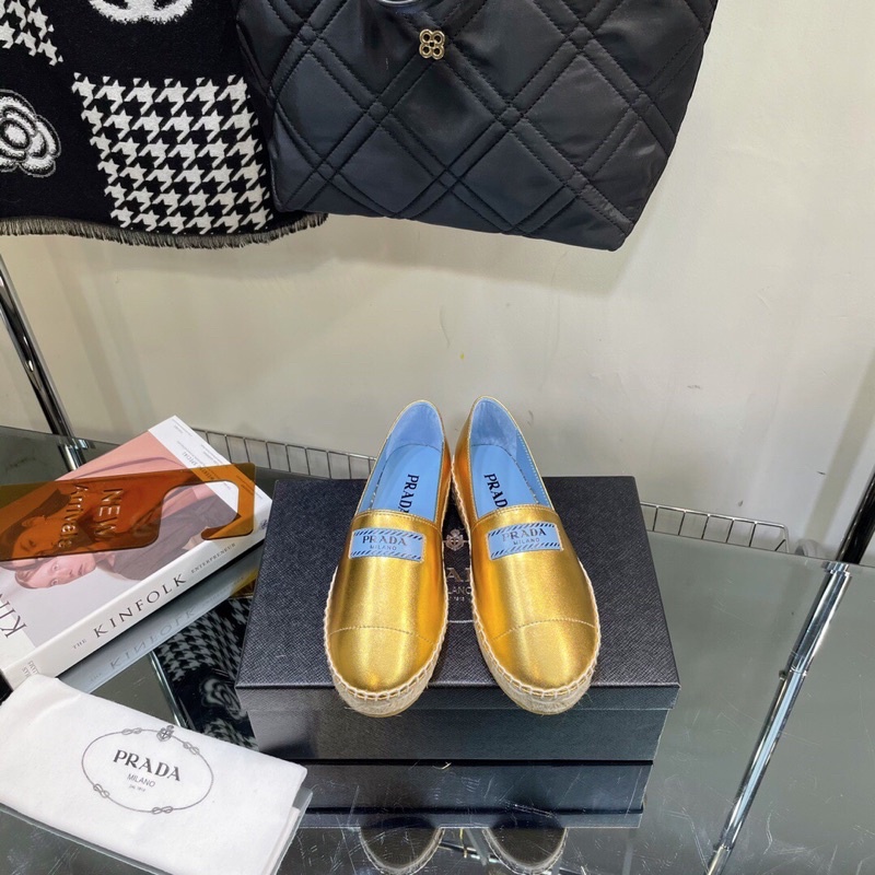Giày lười nữ viền cói mẫu mới 2023 Prada cao cấp có 4 màu