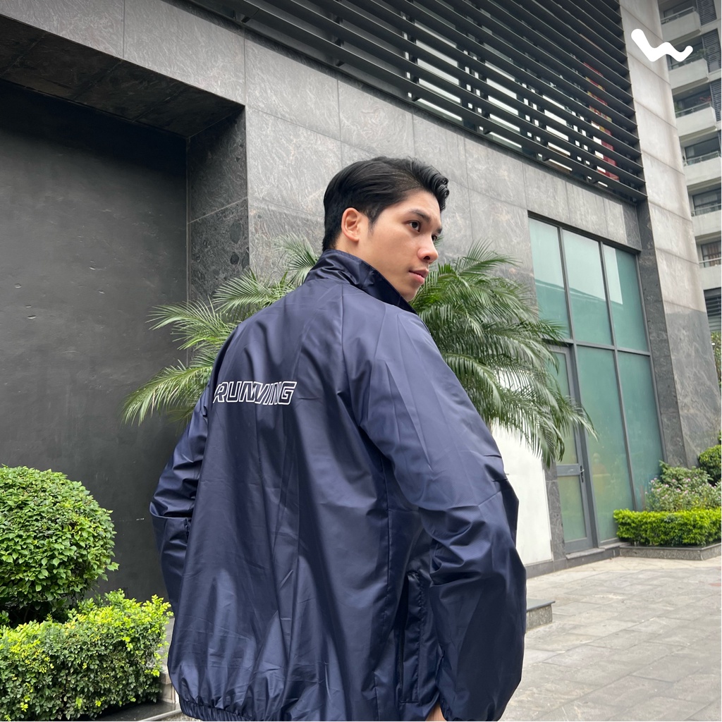 Áo Khoác Thể Thao Nam Running Jacket, Màu Xanh Đen Denim, Welly Sport, Mã AKN011