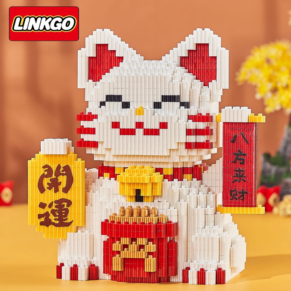 Lắp ráp mô hình lego Linkgo các nhân vật mèo thần tài