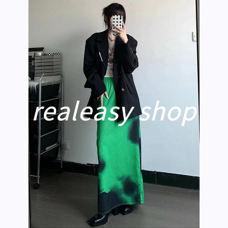 Chân Váy Dài Lưng Cao Dáng Ôm Màu Xanh Lá Thời Trang Xuân Hè Hàng Mới