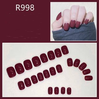 Bộ 24 Móng Tay Giả Màu Đỏ Nhám Chống Nước In Họa Tiết Da Báo Dễ Thương Có Thể Tháo Rời Trang Trí Giáng Sinh