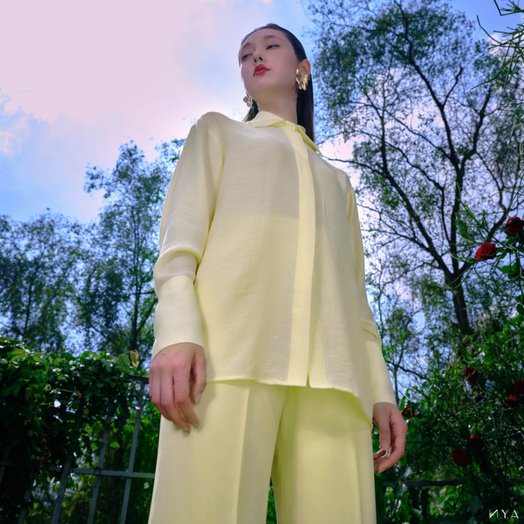 Quần suông lưng cao lu giữa xẻ túi khóa sau Sunflower Pants | NYA STUDIO