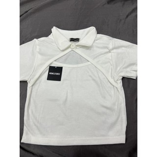 Áo Croptop basic Tay Ngắn Cổ Bẻ Khoét Ngực