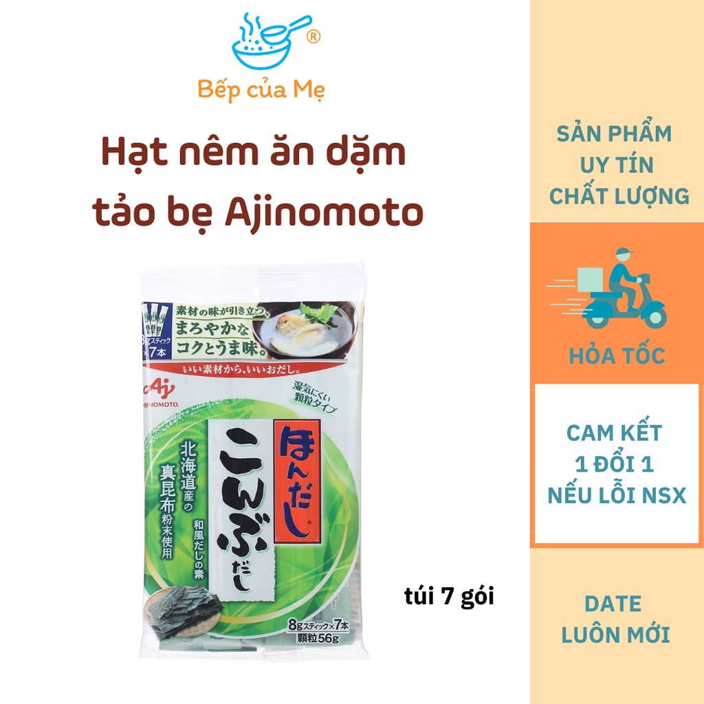 Hạt nêm cho bé ăn dặm Ajinomoto/Dashi Nhật Bản vị rong biển, bột nêm cho bé tảo bẹ túi 7 gói, Shop Bếp Của Mẹ.