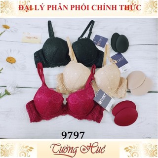 Áo lót nữ Tuky 9797 ren cài trước mút vừa, đệm tháo rời.