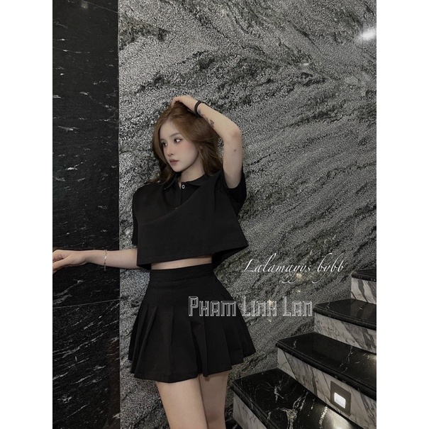 Set Thom áo cổ đức mix chân váy xếp ly siêu đẹp