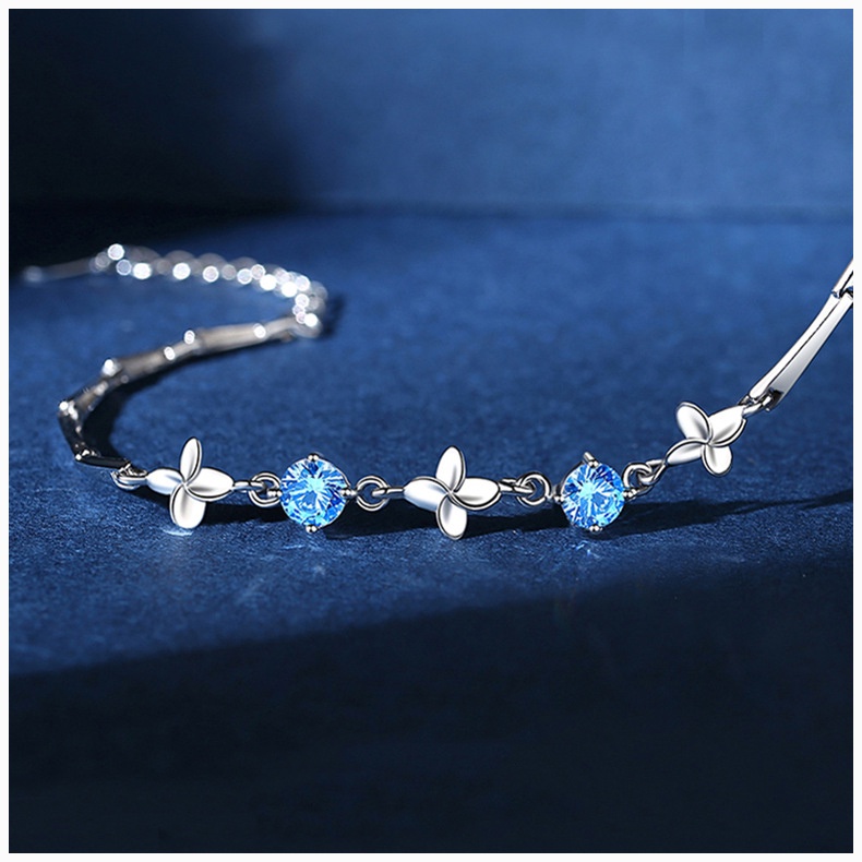 Lắc Tay Bạc Nữ - Cỏ Bốn Lá   - Vòng Tay Bạc Sterling M.Lady Jewelry