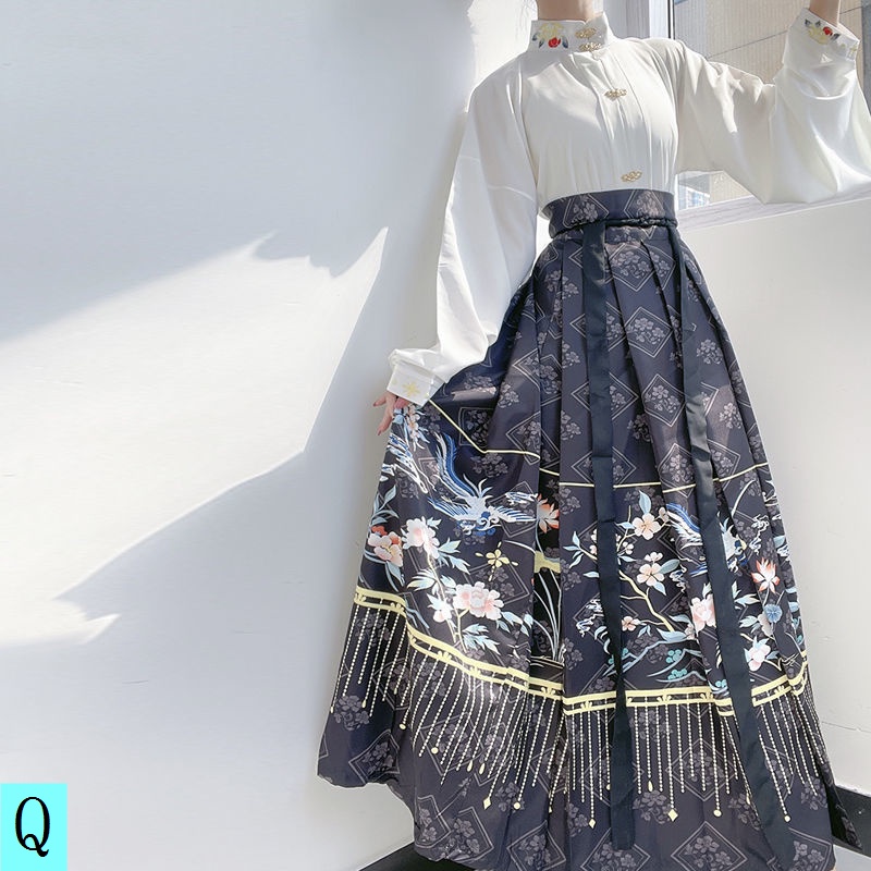 Hàng Mới Về Bộ Hán Phục Trung Hoa Gồm Áo Sơ Mi Ngắn + Chân Váy Xếp Ly Cách Tân + Chân Váy Ngắn Xếp Ly Mới Zen Chaoyuexi Làm Thủ Công Marshmallow Truyền Thống Trung Hoa Hàng Ngày Cho Nữ Lò Xo Xuân Hè Chuyên Dụng Chất Lượng