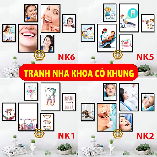 Tranh Nha Khoa Treo Tường Trang Trí Phòng Khám Nha Khoa Có Khung Và Phụ Kiện Treo Kèm Theo